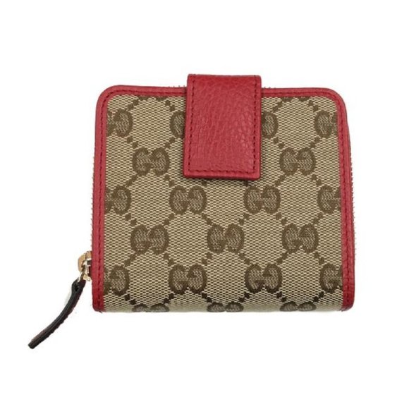 Gucci Original GG Canvas French Wallet Beige/Red